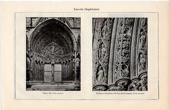 LAMINA V10138: Puerta y portico de la catedral de Lincoln, Inglaterra