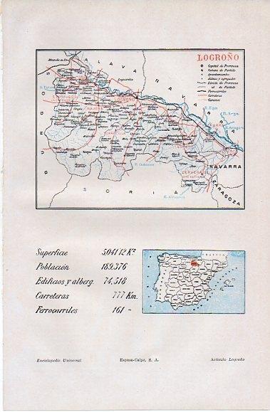 LAMINA V10304: Mapa de la provincia de Logroño
