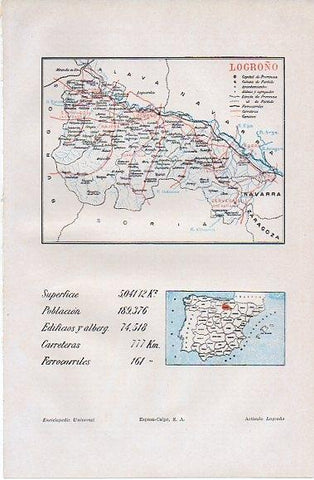 LAMINA V10304: Mapa de la provincia de Logroño