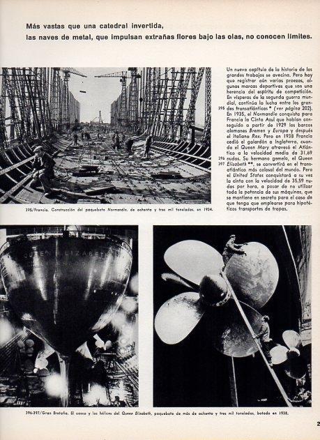 LAMINA V11425: Construccion del paquebote Normandia en 1934 y helices del Queen Elisabeth