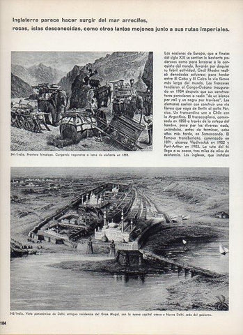 LAMINA V11410: Vista panoramica de Delhi en India y frontera himalaya en 1885