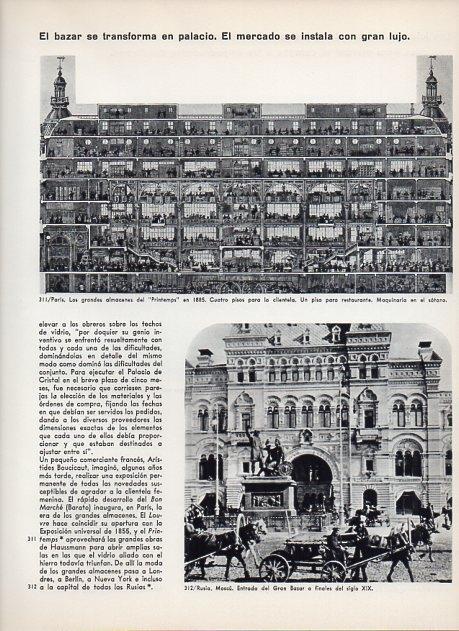 LAMINA V11402: Almacenes Printemps en Paris en 1885 y Gran Bazar en Moscu siglo XIX