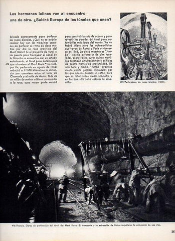 LAMINA V11452: Obras de perforación del tunel del Mont Blanc, Francia