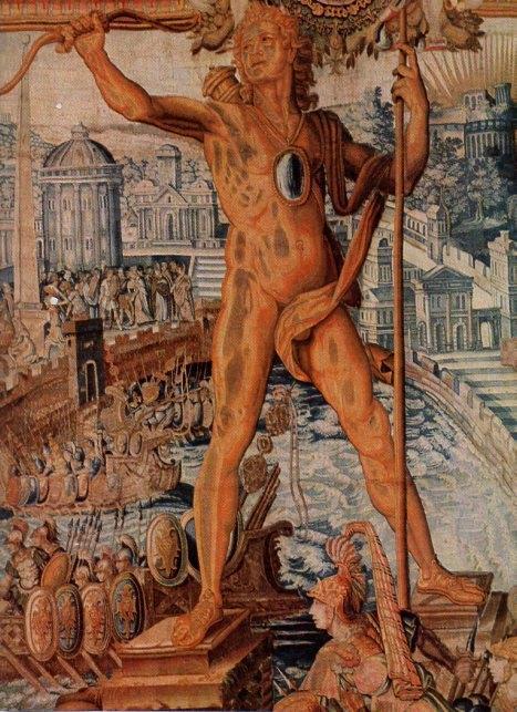 LAMINA V11342: El Coloso de Rodas, tapiceria de los Gobelinos