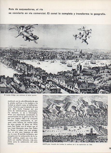 LAMINA V11390: London Bridge y el gran incendio de Londres de 1666