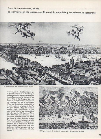 LAMINA V11390: London Bridge y el gran incendio de Londres de 1666