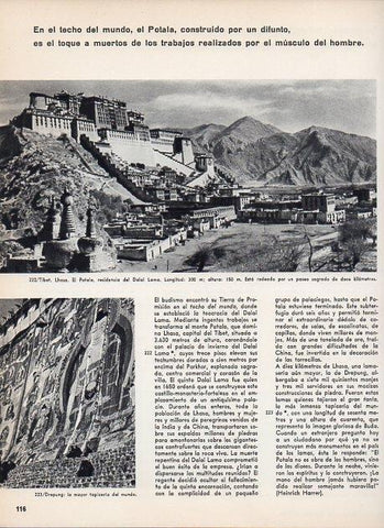 LAMINA V11375: Templo de Lhasa en el Tibet y tapiceria de Drepung