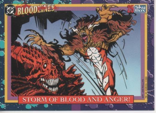 Cromo E002169: Trading Cards. DC Bloodline nº 25. Storm of Bllod and Anger