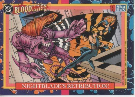 Cromo E002161: Trading Cards. DC Bloodline nº 18. Nightblade's Retribution