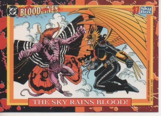 Cromo E002181: Trading Cards: DC Bloodline nº 37. The Sky Rains Blood 