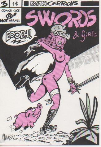 Postal E06621: 7º Salo Internaciona del Cómic de Barcelona.Kistch Cartoons. Swords & Girls
