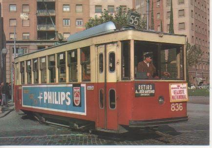 Postal E06869: Tram-vies de Barcelona. Cotxe 836. Serie 836-857