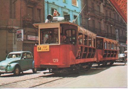 Postal E06864: Tram-vies de Barcelona.Cotxe 129. Serie 125-132