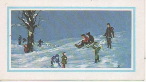 Postal E06928: Postal navideña. Juegos en la nieve
