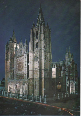 Postal E06674: León. Catedral(Nocturno)