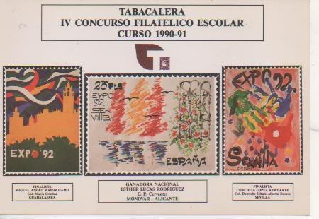 Postal E06642: Tabacalera IV Concurso Filatelico Escolar. Curso 1990-91