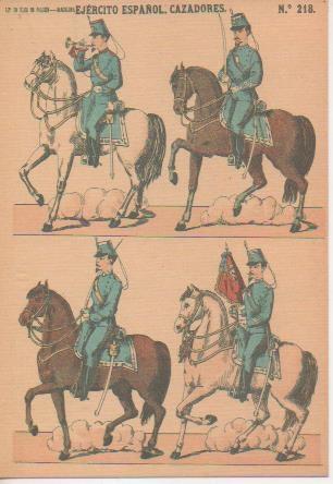 Postal E06816: Exposición Memoria Militar de España. Cazadores Nº 218