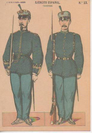 Postal E06815: Exposición Memoria Militar de España. Cazadores. Nº 13