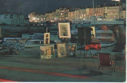 Postal E06764: Saint Tropez. Le Port la nuit et le coin des Peintres