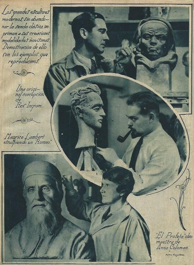 LAMINA 31566: Los escultores Maurice Lambert, Anna Coloman y Rex Ingram