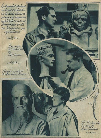 LAMINA 31566: Los escultores Maurice Lambert, Anna Coloman y Rex Ingram