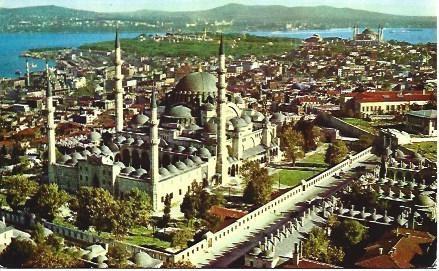 POSTAL L03672: Vista aerea de la Mezquita de Suleiman en Estambul