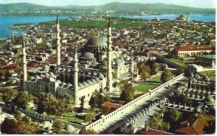 POSTAL L03724: Vista aerea de la mezquita de Suleiman en Estambul