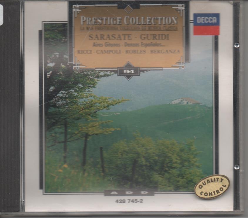 CD E00030: Cd Música. Prestige Collection. Sarasate. Guridi