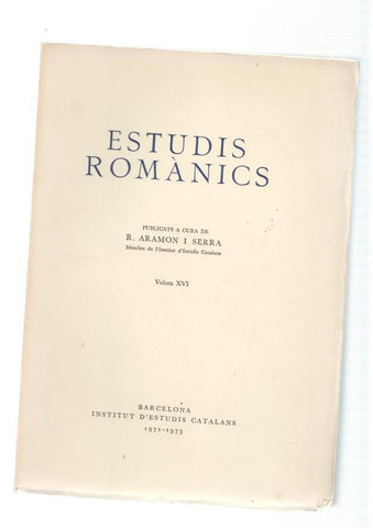 Estudis Romanics. Volum XVI