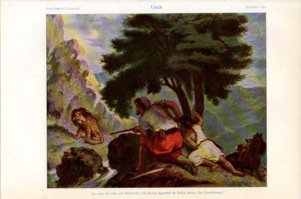 LAMINA V11836: La caza del leon, por Delacroix