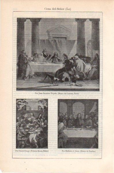 LAMINA V11884: La Ultima Cena, por Tiepolo, Crespi y Holbein el Joven