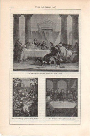 LAMINA V11884: La Ultima Cena, por Tiepolo, Crespi y Holbein el Joven
