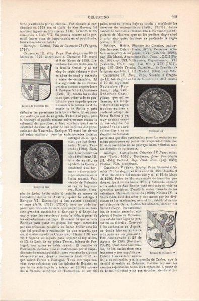 LAMINA V11867: Moneda y escudo de Celestino III y Celestino IV