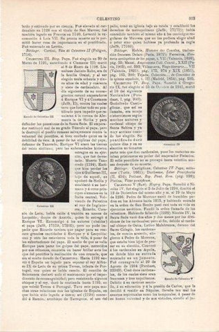 LAMINA V11867: Moneda y escudo de Celestino III y Celestino IV