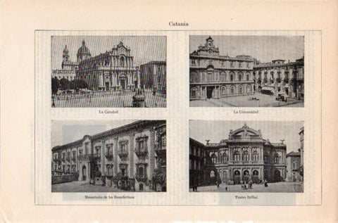 LAMINA V11777: Universidad, Catedral, Monasterio y teatro en Catania 