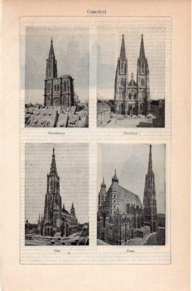 LAMINA V11784: Catedral de Estrasburgo, Ratisbona, Ulm y Viena