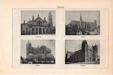 LAMINA V11787: Catedral de Perigueaux, Amiens, Le Mans y Poitiers