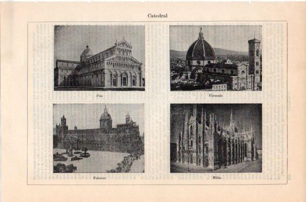 LAMINA V11788: Catedral de Pisa, Florencia, Palermo y Milan