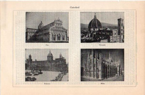 LAMINA V11788: Catedral de Pisa, Florencia, Palermo y Milan