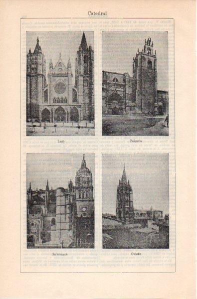 LAMINA V11789: Catedral de Leon, Palencia, Salamanca y Oviedo