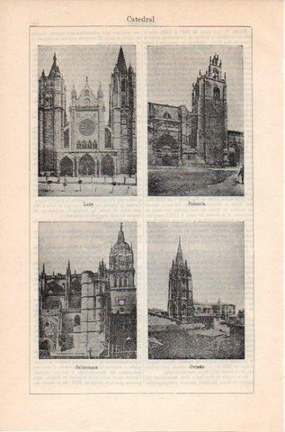 LAMINA V11789: Catedral de Leon, Palencia, Salamanca y Oviedo