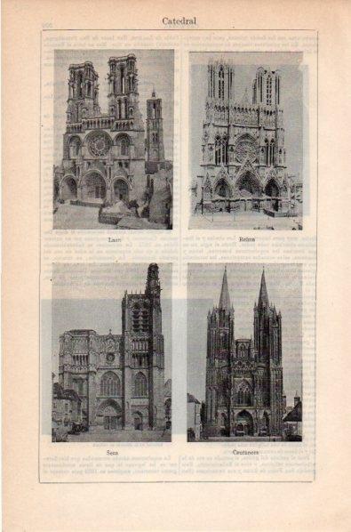 LAMINA V11783: Catedral de Laon, Reims, Sens y Cautances