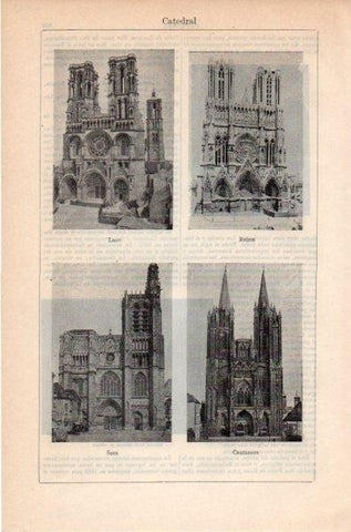 LAMINA V11783: Catedral de Laon, Reims, Sens y Cautances