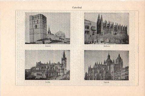 LAMINA V11790: Catedral de Zamora, Mallorca, Sevilla y Segovia