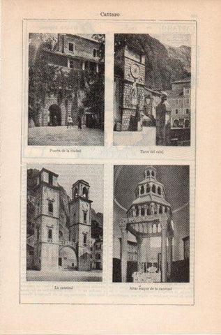 LAMINA V11800: Catedral, Puerta y Torre del del reloj de Cattaro