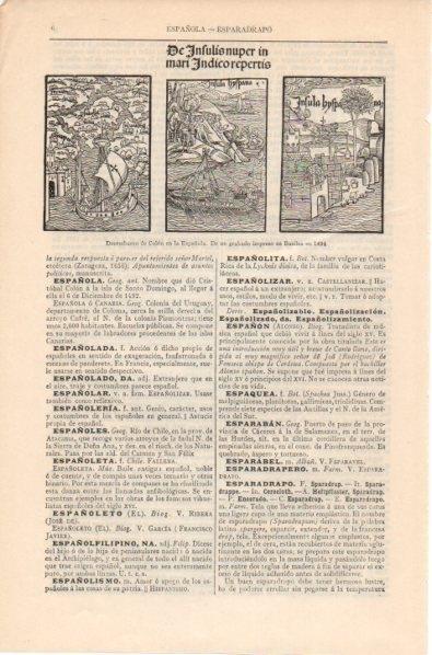 LAMINA V11988: Desembarco de Colon en la Española, grabado de 1494
