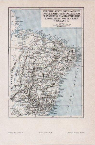 LAMINA V12026: Mapa de las provincias del Noreste de Brasil
