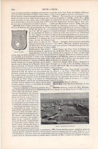 LAMINA V11977: Escudo y puerto de Cette, Francia