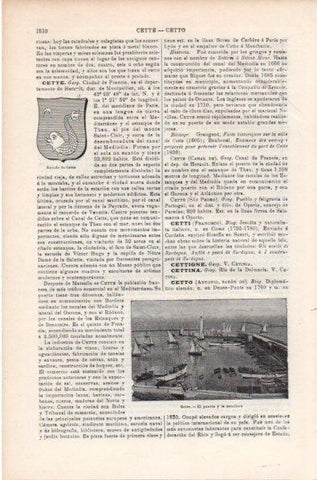 LAMINA V11977: Escudo y puerto de Cette, Francia