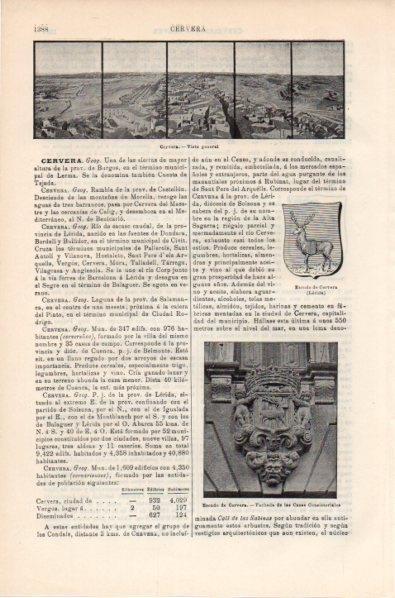 LAMINA V11956: Vista y escudo de Cervera, Lleida